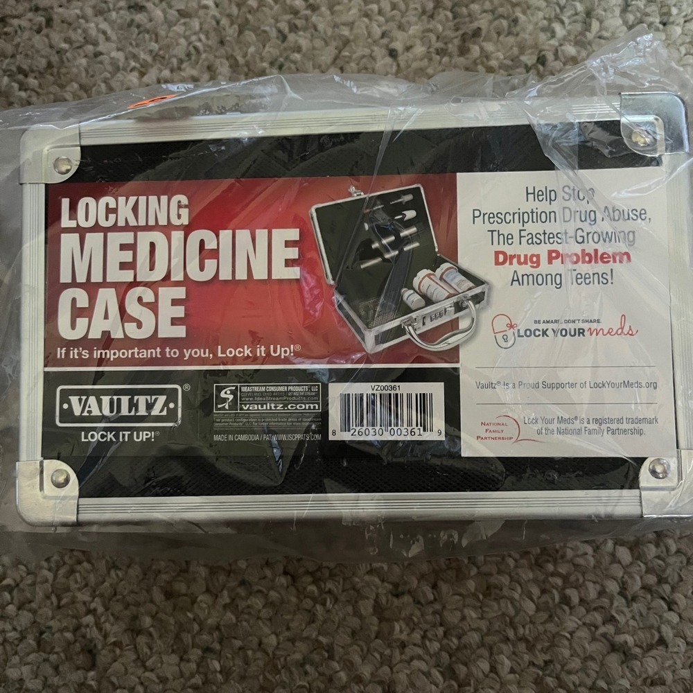NEW VAULTZ Locking Medicine Case with Combination Lock - Portable Lock Box